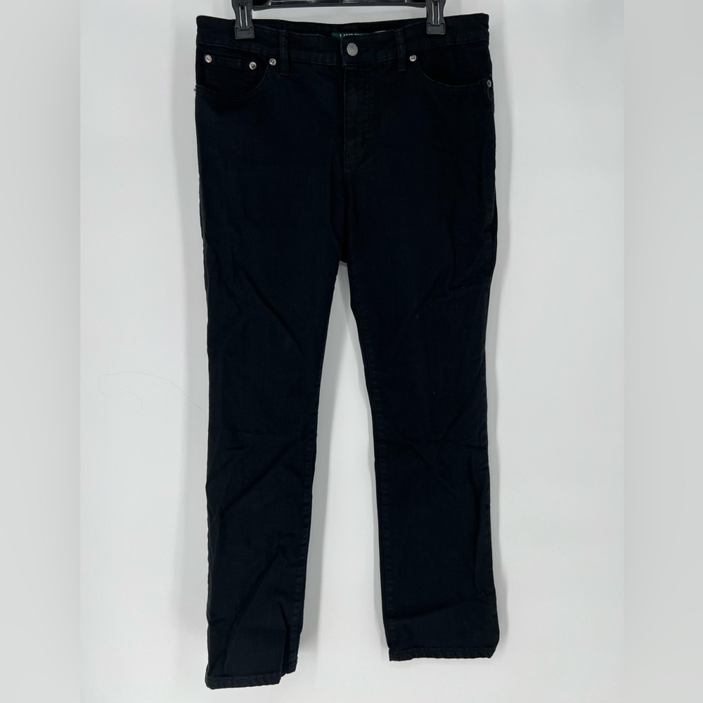 LAUREN RALPH LAUREN BLACK MODERN STRAIGHT CURVY JEANS PERFECT STRETCH